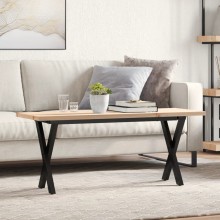 Трапезна маса в стил Industrial Modern, чамова дървесина масив и черна стомана, 110 x 40 см