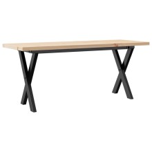 Трапезна маса в стил Industrial Modern, чамова дървесина масив и черна стомана, 110 x 40 см