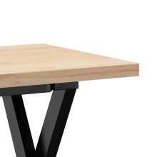 Трапезна маса в стил Industrial Modern, чамова дървесина масив и черна стомана, 110 x 40 см