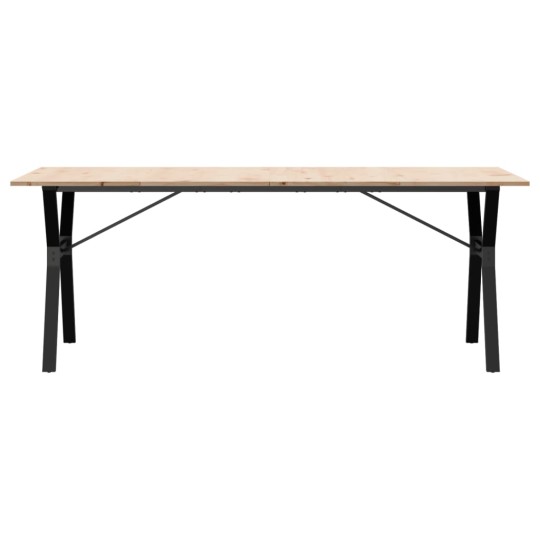 Трапезна маса в стил Industrial Modern, чамова дървесина масив и черна стомана, 200 x 100 см