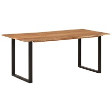 Трапезна маса в стил Industrial Modern, естествено масивно акациево дърво и черна стомана, 180 x 90 см