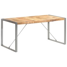 Трапезна маса в стил Industrial Modern, естествено масивно мангово дърво и сива стомана, 160 x 80 см