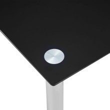 Трапезна маса в стил Modern Glass, черно закалено стъкло и неръждаема стомана, 120 x 60 см