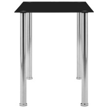 Трапезна маса в стил Modern Glass, черно закалено стъкло и неръждаема стомана, 120 x 60 см
