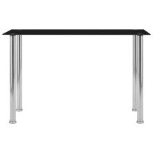 Трапезна маса в стил Modern Glass, черно закалено стъкло и неръждаема стомана, 120 x 60 см