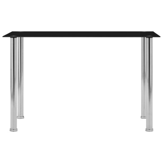 Трапезна маса в стил Modern Glass, черно закалено стъкло и неръждаема стомана, 120 x 60 см