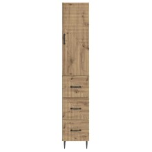 Висок модулен шкаф с врата и 3 чекмеджета, дъб артизан, 33 x 34,5 x 180 см