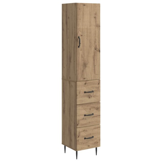 Висок модулен шкаф с врата и 3 чекмеджета, дъб артизан, 33 x 34,5 x 180 см