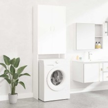 Висок шкаф за пералня с 2 врати и 3 отделения, бял, 64 x 25,5 x 190 см