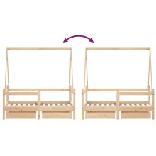 Бебешко легло Монтесори къщичка с две чекмеджета, 70x140 см, бор масив