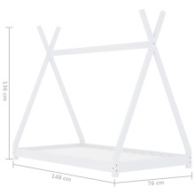 Бебешко легло Монтесори типи, бяло, бор масив, 70x140 см