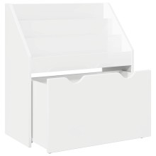 Детска етажерка за книги с чекмедже, бяла с гланцово покритие, 60 x 29,5 x 69 см