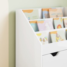 Детска етажерка за книги с чекмедже, бяла с гланцово покритие, 60 x 29,5 x 69 см
