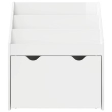 Детска етажерка за книги с чекмедже, бяла с гланцово покритие, 60 x 29,5 x 69 см