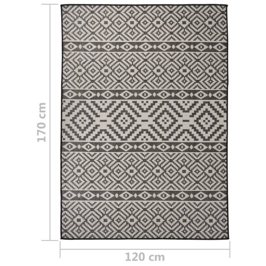 Градински плоскотъкан килим Tribal, черни шевици