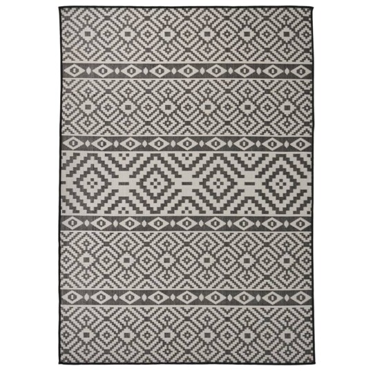 Градински плоскотъкан килим Tribal, черни шевици