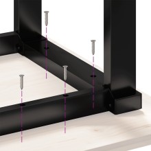 Холна маса в стил Industrial Modern, чамова дървесина масив и черна стомана, 110 x 40 см