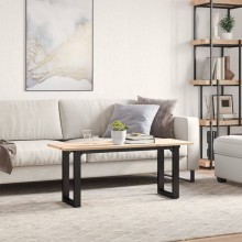 Холна маса в стил Industrial Modern, чамова дървесина масив и черна стомана, 110 x 40 см