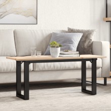Холна маса в стил Industrial Modern, чамова дървесина масив и черна стомана, 110 x 40 см