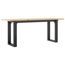Холна маса в стил Industrial Modern, чамова дървесина масив и черна стомана, 110 x 40 см
