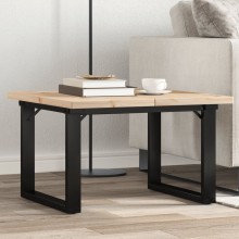 Холна маса в стил Industrial Modern, чамова дървесина масив и черна стомана, 70 x 70 см