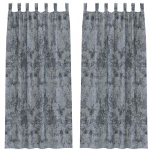 Кадифени завеси в цвят сив с текстилни гайки (уши), 2 бр., 140 x 245 см