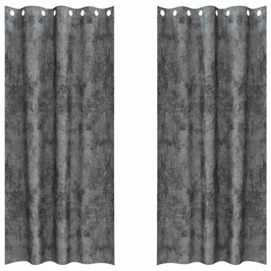 Кадифени завеси в цвят тъмносив с метални халки, 2 бр., 140 x 260 см