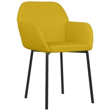 Комплект от 2 трапезни стола тип кресла в стил Mid-Century Modern от жълто кадифе с черни метални крака