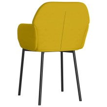 Комплект от 2 трапезни стола тип кресла в стил Mid-Century Modern от жълто кадифе с черни метални крака