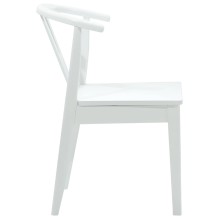 Комплект от 2 трапезни стола тип кресла в стил Mid-Century Modern от масивно каучуково дърво в изцяло бял цвят