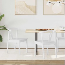 Комплект от 2 трапезни стола тип кресла в стил Mid-Century Modern от масивно каучуково дърво в изцяло бял цвят