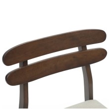 Комплект от 2 трапезни стола в стил Danish Modern от масивно каучуково дърво в кафяво и кремава тапицерия