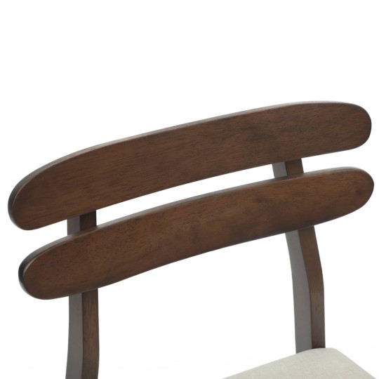 Комплект от 2 трапезни стола в стил Danish Modern от масивно каучуково дърво в кафяво и кремава тапицерия