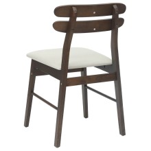Комплект от 2 трапезни стола в стил Danish Modern от масивно каучуково дърво в кафяво и кремава тапицерия