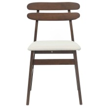 Комплект от 2 трапезни стола в стил Danish Modern от масивно каучуково дърво в кафяво и кремава тапицерия