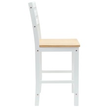 Комплект от 2 високи бар стола с облегалка в стил Transitional Classic от масивно каучуково дърво в бяло и натур