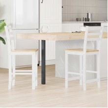 Комплект от 2 високи бар стола с облегалка в стил Transitional Classic от масивно каучуково дърво в бяло и натур