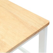 Комплект от 2 високи бар стола с облегалка в стил Transitional Classic от масивно каучуково дърво в бяло и натур