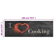 Кухненско килимче I ❤ cooking, черно, 60x180 см, кадифе