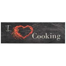 Кухненско килимче I ❤ cooking, черно, 60x180 см, кадифе