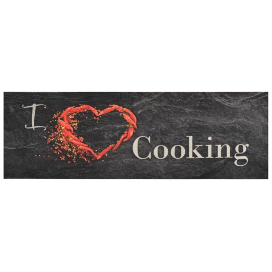 Кухненско килимче I ❤ cooking, черно, 60x180 см, кадифе
