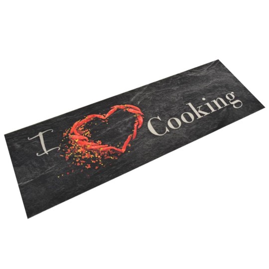 Кухненско килимче I ❤ cooking, черно, 60x180 см, кадифе