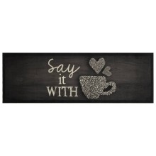 Кухненско килимче Say it with Coffee, черно, 60x180 см, кадифе