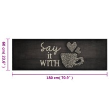 Кухненско килимче Say it with Coffee, черно, 60x180 см, кадифе