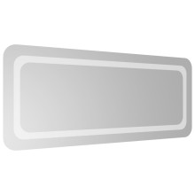 LED стенно огледало за баня с периферна рамка с омекотени ъгли и USB захранване, 40x100 см