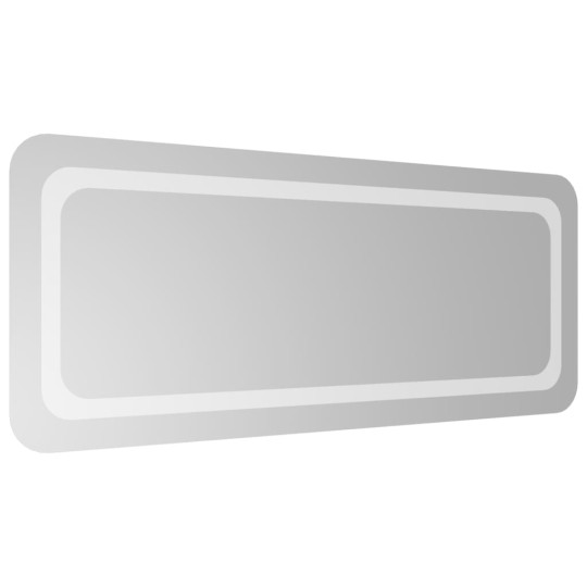 LED стенно огледало за баня с периферна рамка с омекотени ъгли и USB захранване, 40x100 см
