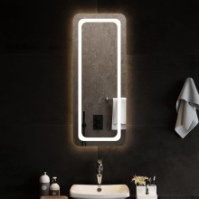 LED стенно огледало за баня с периферна рамка с омекотени ъгли и USB захранване, 40x100 см