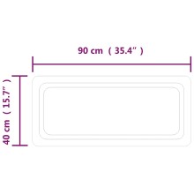 LED стенно огледало за баня с периферна рамка с омекотени ъгли и USB захранване, 90x40 см