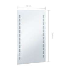LED стенно огледало за баня със странично осветление и квадратен мотив, 60x100 см