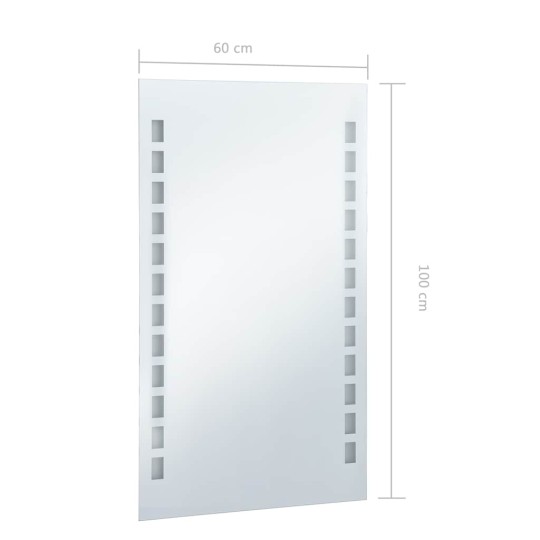LED стенно огледало за баня със странично осветление и квадратен мотив, 60x100 см